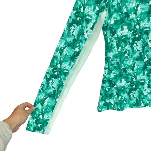 Tommy Bahama Active 1/4 Zip Long Sleeve Top NWT Women's Sz M Green Floral UPF 50 - Picture 4 of 5